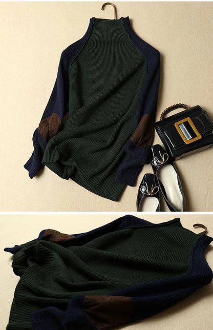 2025 New Sweater Women Half Turtleneck Thicken Pullover Knitted Sweaters Warm Knitwear Female Jumper Winter Casual Top