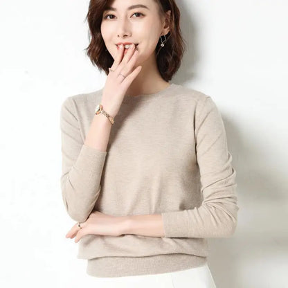 Women Sweaters 2024 O-neck Long Sleeve Autumn Winter Pullovers Fashion Korean Sweaters Bottoming Shirts Slim Knitwear Jumpers