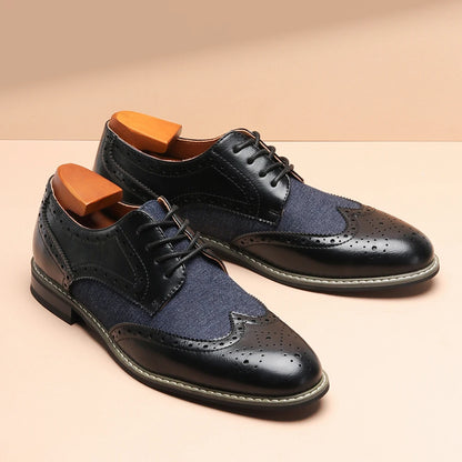 2025 New Brogue Dress Shoes Man Wedding Leather Social Shoe Male