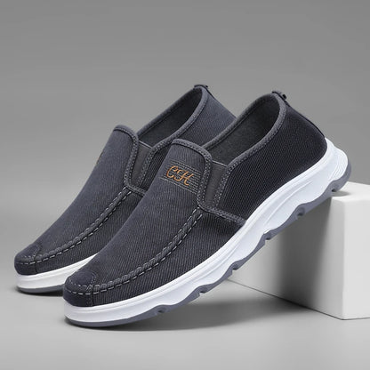 2025 Spring/summer New Style One-piece Dad's Shoes with Soft Sole, Comfortable Flat Bottom Shoes,Canvas Men's Shoes