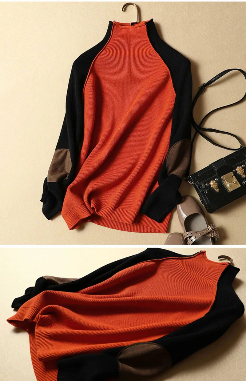2025 New Sweater Women Half Turtleneck Thicken Pullover Knitted Sweaters Warm Knitwear Female Jumper Winter Casual Top