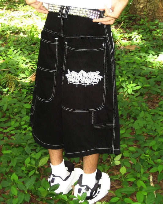 Wexwear Embroidery Skate Cargo Jeans Denim Shorts Baggy Retro Y2k Harajuku Gym Basketball Shorts Streetwear Men Clothing - Premium Kiosk