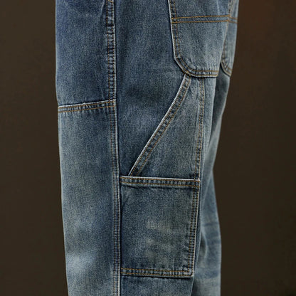 2024 Cargo Jeans Men Harem Pants Loose Baggy Pants Blue Patched Fashion Designer Pockets Trousers Oversized Tapered Streetwear - Premium Kiosk