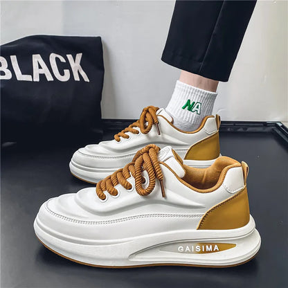 2024 New Four Seasons Leisure Sports Leather Men's Daddy Shoes Fashion Comfortable Sports Leisure Shoes Thick Sole Sneakers