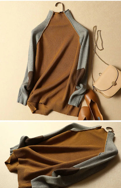 2025 New Sweater Women Half Turtleneck Thicken Pullover Knitted Sweaters Warm Knitwear Female Jumper Winter Casual Top