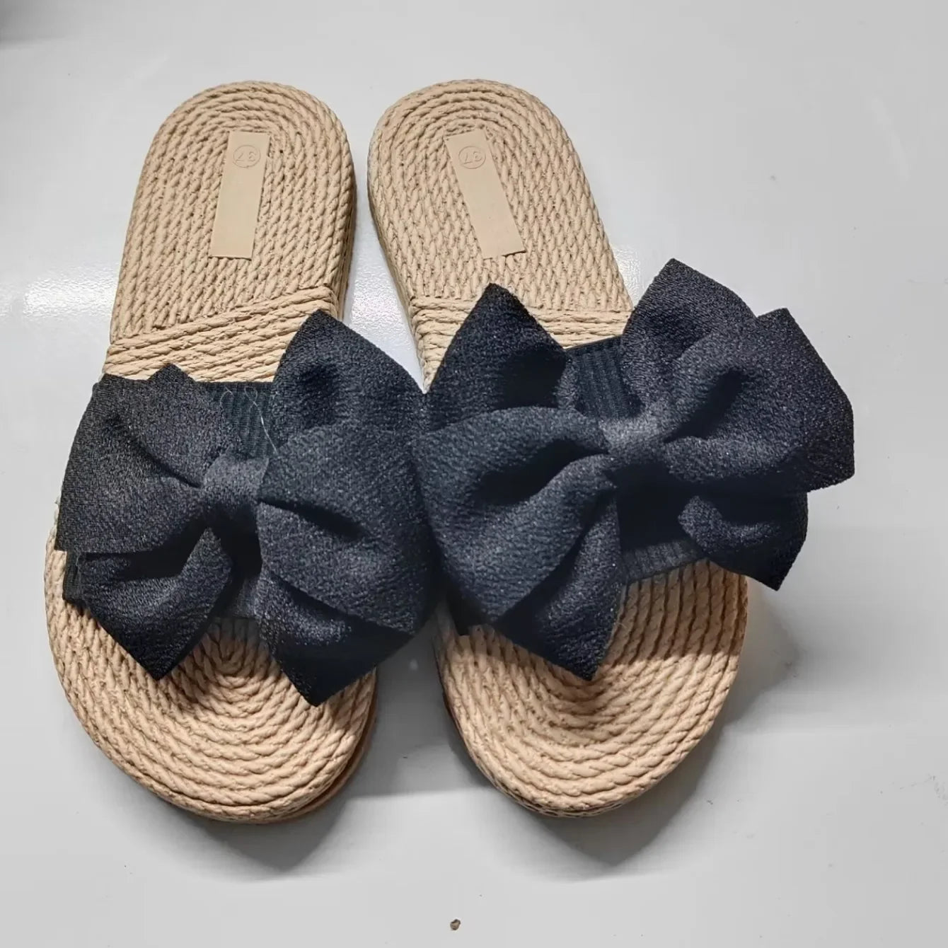 Women Slippers Fashion Trend Bow Anti Slip Sandals Wear-resistant Comfortable Soft Sole Flat Heel Slippers Home Slides Women - Premium Kiosk