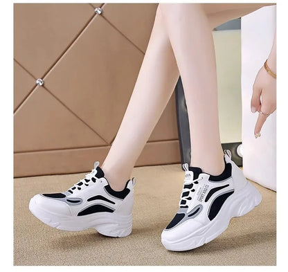 2025 new fashion dad shoes, trendy shoes, thick-soled, versatile, height-increasing, casual sports white shoes