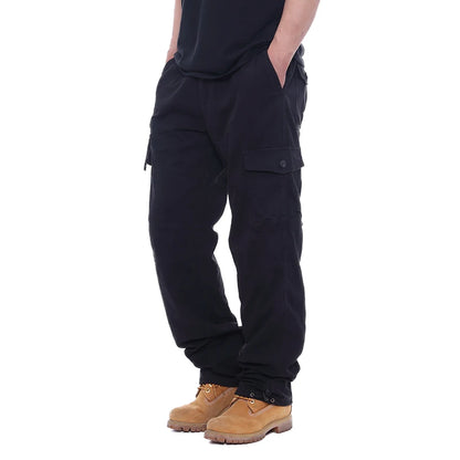 2025 Cargo Pants Men 100% Cotton Multiple Pockets Elastic Waist Casual Trousers Outdoor Hiking Climbing Mountains Men's Pants