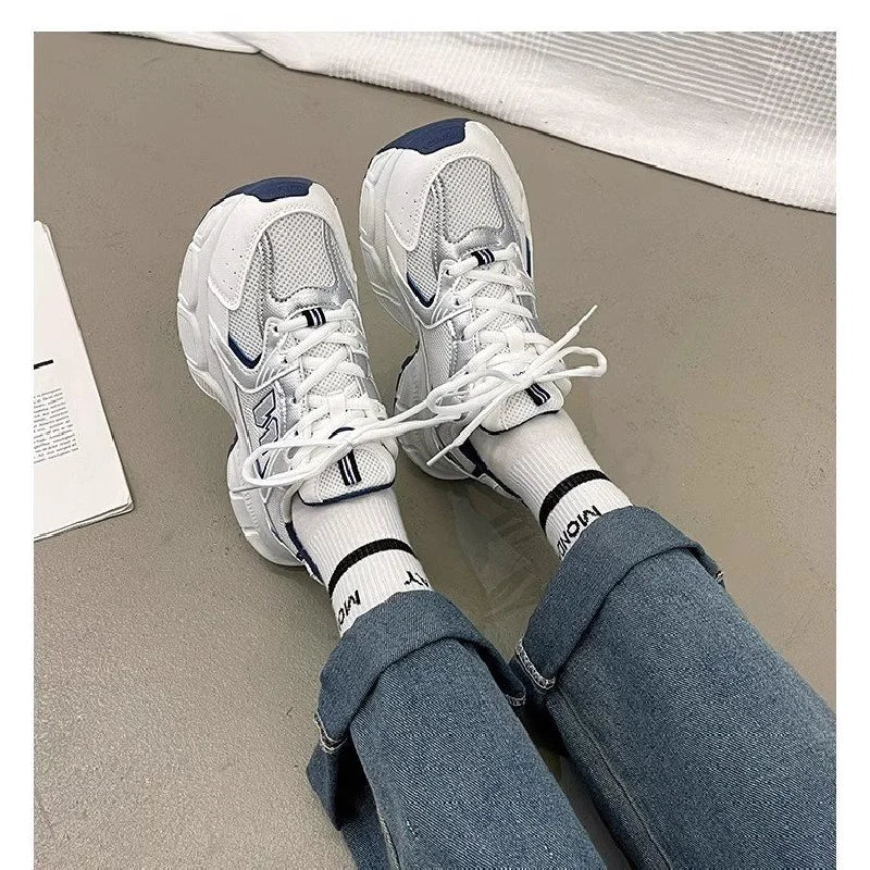 Women's Fashion Dad Shoes -Platform Mesh Running Sneakers，Breathable Casual Sports Shoes for Students，Everyday Training Shoes