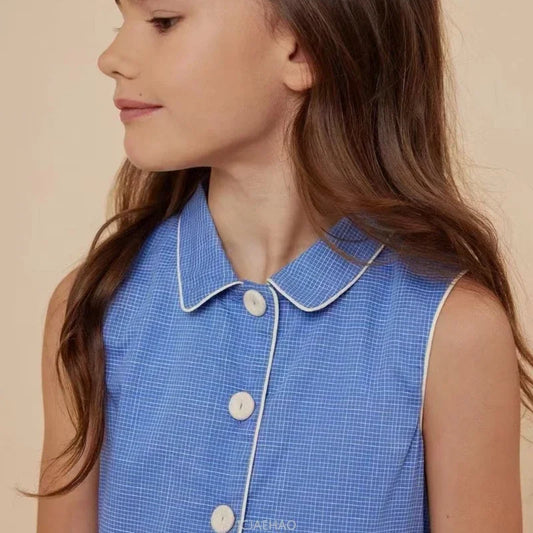 2025 New Kids Clothes Daily Wear Smocked Girls Dress Cotton ChildrenVacation Outfits Summer Casual Green Dresses  Matching