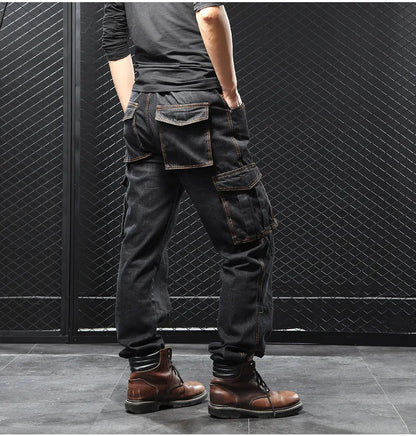 2025 Men's Multi-Pocket Straight Cargo Jeans Loose Casual Jeans - Premium Kiosk