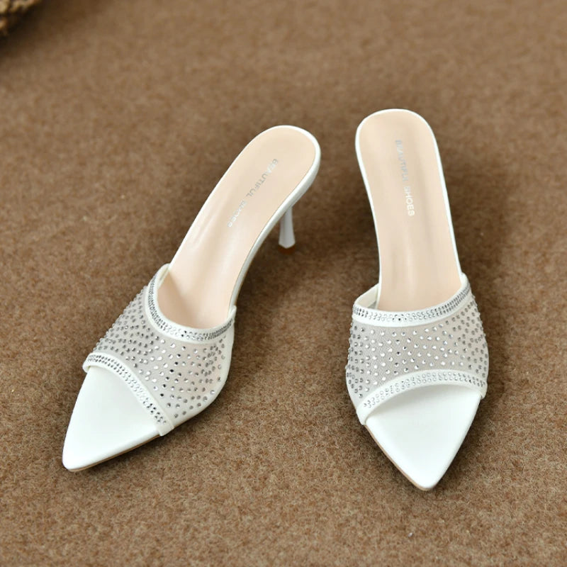 2025 Women'S Slippers Women'S High Heeled Slippers Beach Shoes High Clear Jelly Sandals for Women Rhinestones Sandals for Women - Premium Kiosk