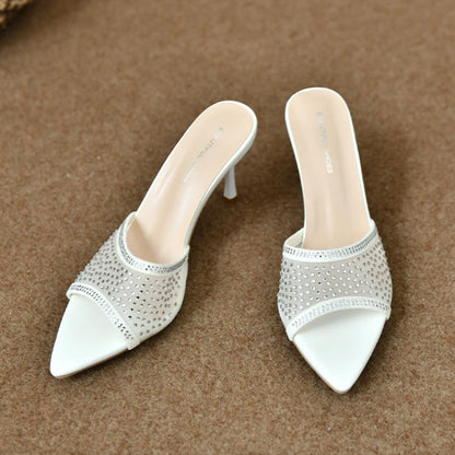 2025 Women'S Slippers Women'S High Heeled Slippers Beach Shoes High Clear Jelly Sandals for Women Rhinestones Sandals for Women - Premium Kiosk