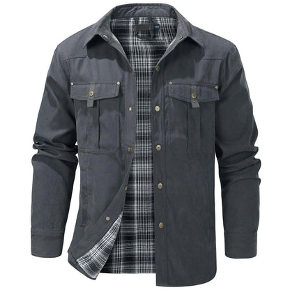 Casual Men's Jacket Men's Jackets Spring Flannel Lined Shirt Coat  Men's Jackets Windproof Western Cowboy Casual Coat