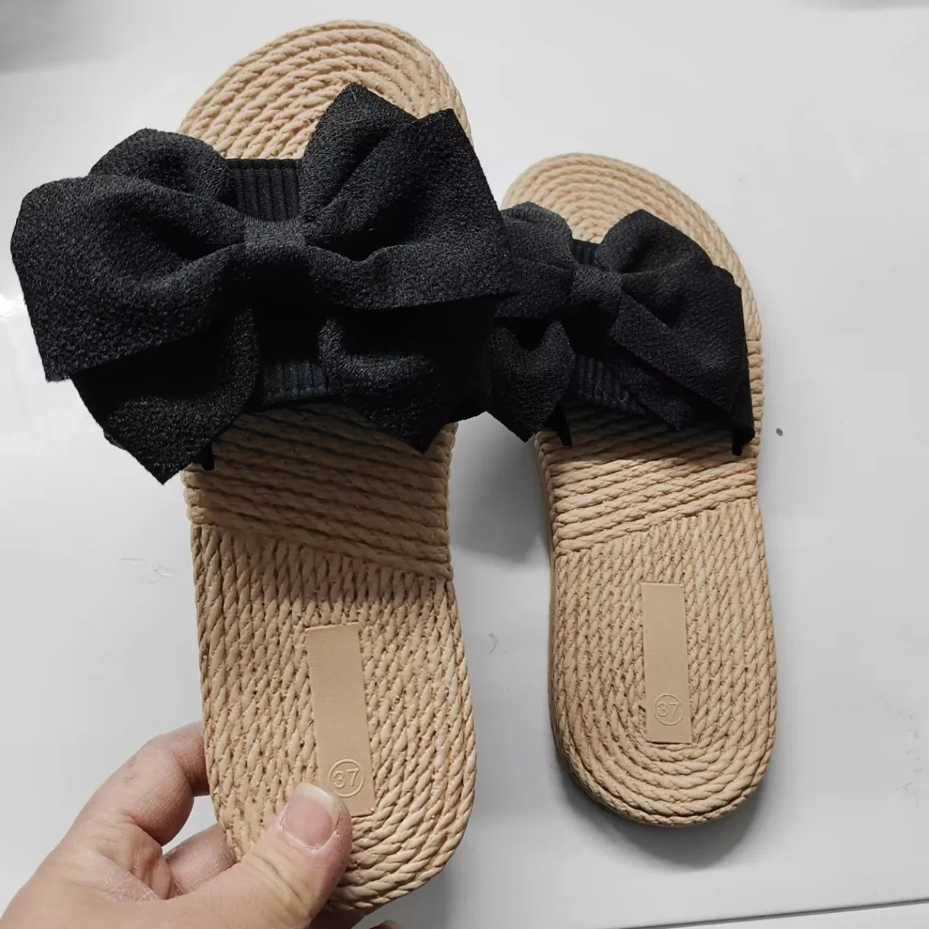Women Slippers Fashion Trend Bow Anti Slip Sandals Wear-resistant Comfortable Soft Sole Flat Heel Slippers Home Slides Women - Premium Kiosk