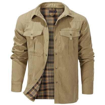 Casual Men's Jacket Men's Jackets Spring Flannel Lined Shirt Coat  Men's Jackets Windproof Western Cowboy Casual Coat