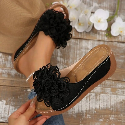 2025 New Women Platform Slippers Slip on Fashion Woman Shoes Summer Sandals Comfortable Flower Wedges Slippers Slides Women - Premium Kiosk