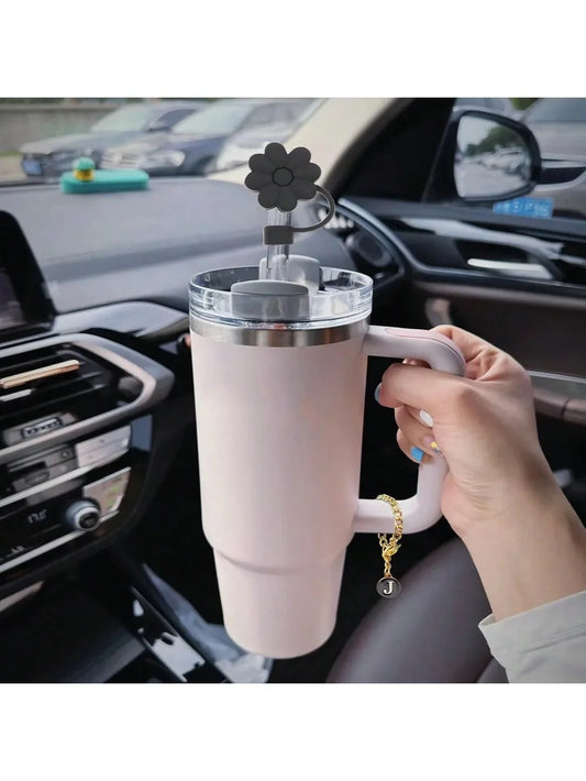 2 Stanley cup accessories, 1 with straw sleeve, suitable for handle rollers of 30 and 40 ounces, 1 Stanley cup initials (black)