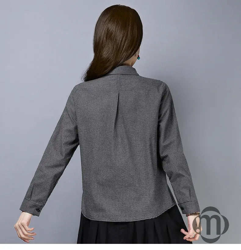 Women's Clothing  2022 Blouses Women Shirt thin Slim creative irregular Button turn-down collar lattice  spring summer leisure