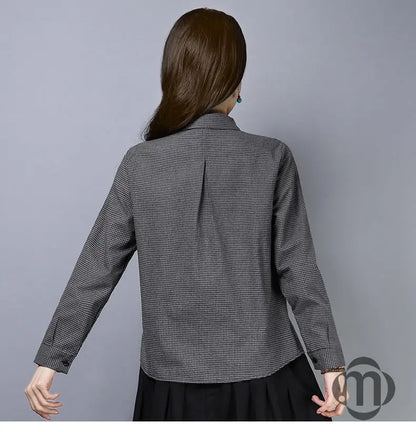 Women's Clothing  2022 Blouses Women Shirt thin Slim creative irregular Button turn-down collar lattice  spring summer leisure