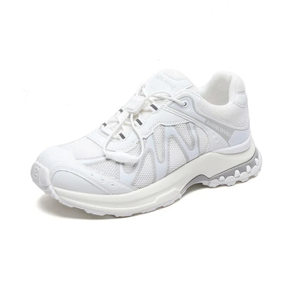 Women's Dad Shoes Thick Sole Heightening 2025 Spring Autumn Pure Color Adult Laced Comfortable Polyurethane Casual Sports Shoes