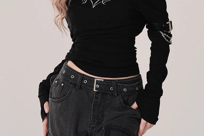 Y2K 2000S Black Cargo Jeans Women Vintage Streetwear Wide Leg Denim Pants Harajuku Aesthetic High Waist Baggy Straight Trousers - Premium Kiosk