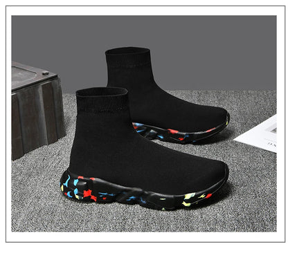 2025 Black High Top Sneakers Men Women Classic Designer knit Men's Casual Sneakers Fashion Comfy Slip-on Women's Sports Shoes