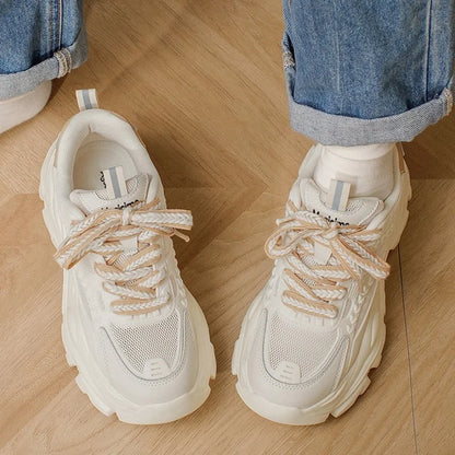 Women's thick bottom daddy shoes summer breathable mesh small white shoes girls casual shoes heightened thin sports board shoes