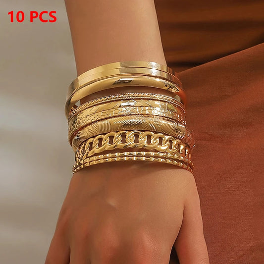 1Set Retro Boho Multi-layer Stacking Bracelets Set For Women Girls Versatile Bracelets Jewelry Accessories Gifts